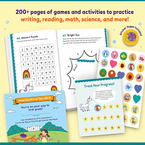 I’m On My Way to First Grade Summer Workbook – 200+ Pages of Games & Activities